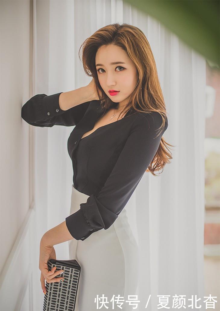  『感觉』李妍静-职场白领风V领薄纱衣裙鉴赏