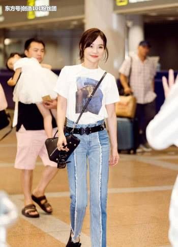 袁珊珊是94斤，迪丽热巴也94斤，二人同穿紧身裤，画风尴尬