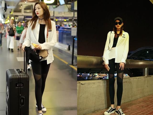 张天爱健身服配雨衣，腿长逆天竟不输奚梦瑶，网友:真没P过?