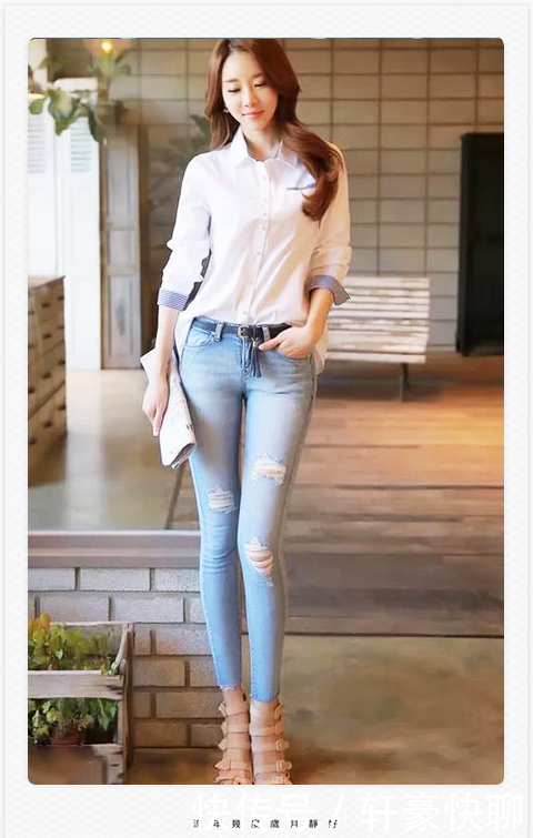 气质:牛仔裤增添你的女人气质,穿着舒适显瘦,看上去非常不错