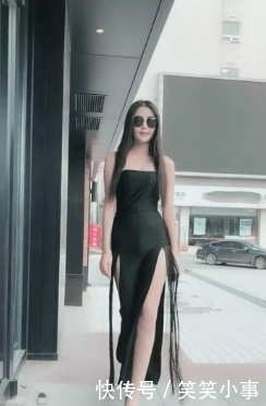  美女：高挑的御姐美女, 穿着修身开叉裙, 诠释女神魅力!