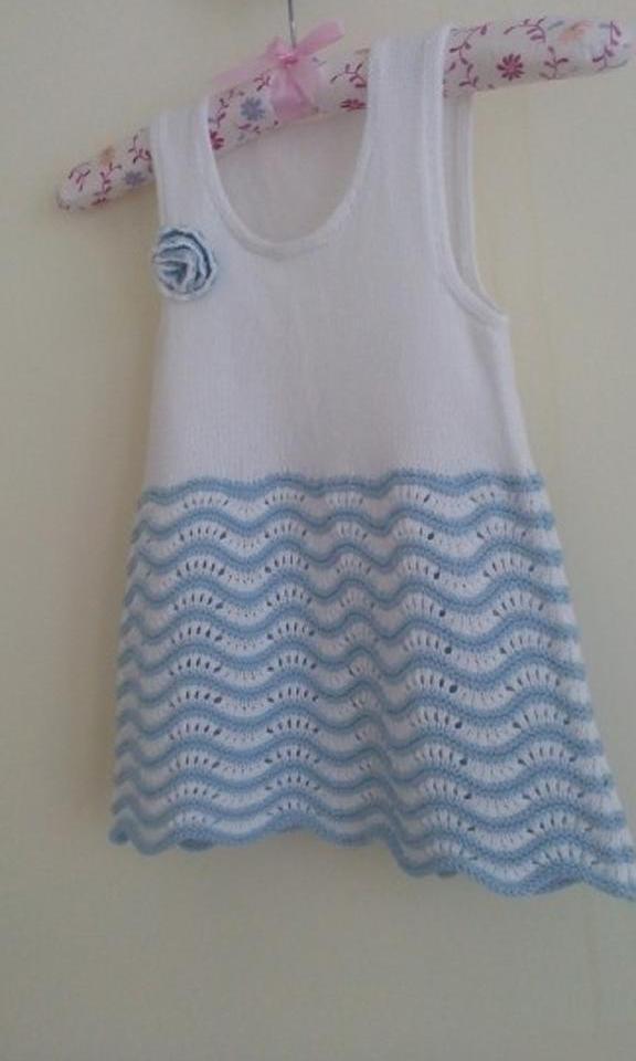 漂亮的凤尾花图案女童背心裙，简单易织，附教程图解