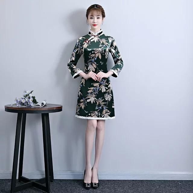 早秋长袖旗袍裙，俏皮减龄，演绎青春范儿！