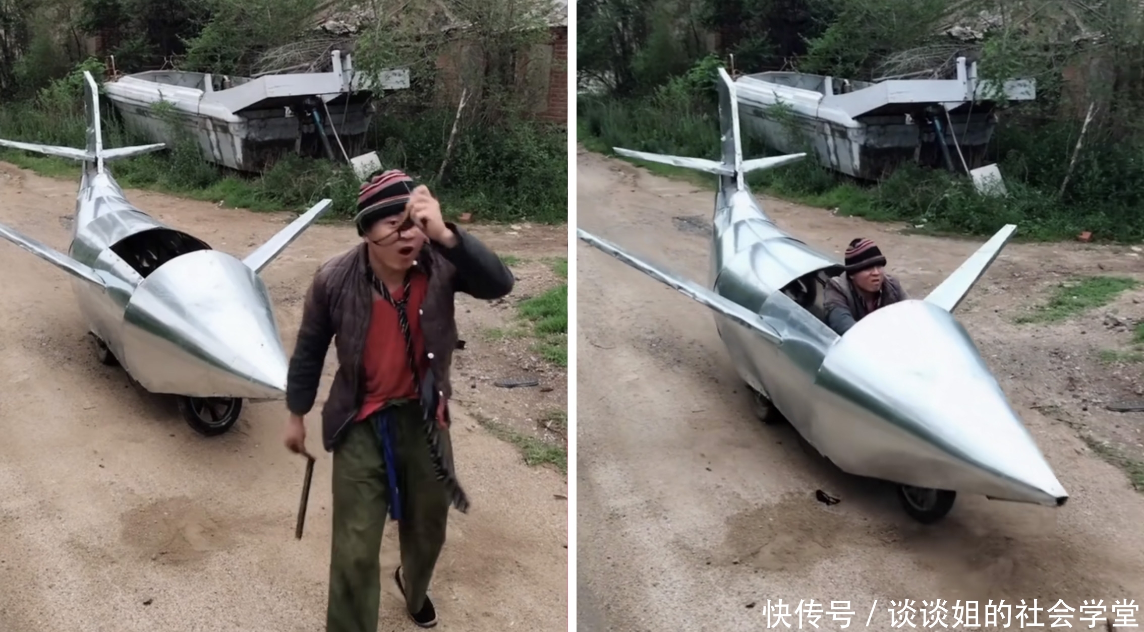  「改成」农民把拖拉机改成“高跟鞋”，长3米还可发动，每月带来