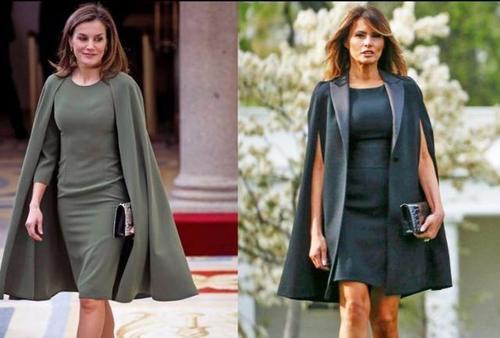 西班牙王后有多会穿?梅拉尼娅为模仿她,都不顾小肚腩多明显了!