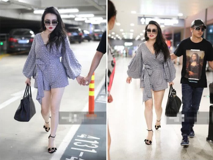 冉莹颖穿衣弃紧从宽合体邹市明，倒穿羊腿袖像棒槌，网友:是真爱