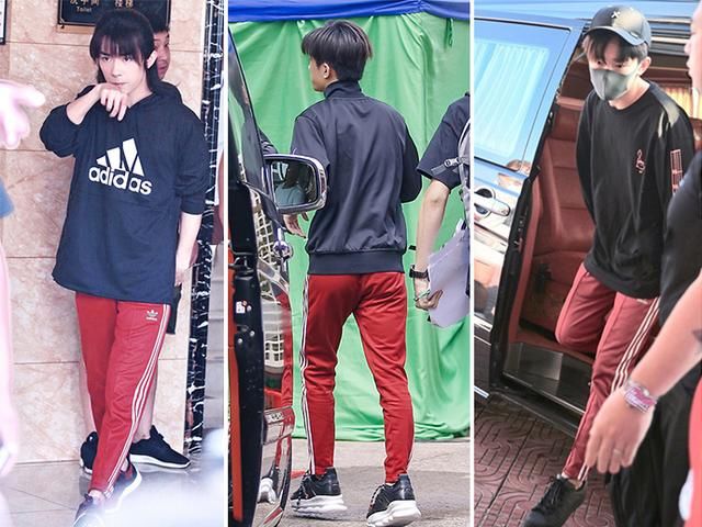 感受一波易烊千玺对红色运动裤的执念，870的价格从冬天穿到夏天