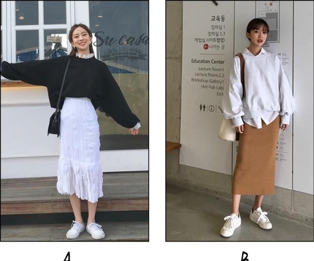  「穿搭」裙子＋运动鞋＝2020春季炸街搭配，时髦又高级，太好看了！