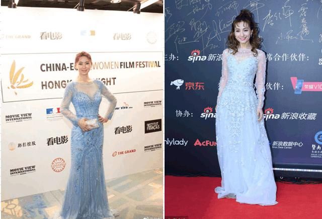 吴昕穿一袭蓝色礼服撞衫50岁的她，竟完败！网友：雷人发型毁了她