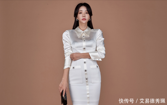 『美人图』美人图鉴郑有贞:贵族名媛气质丝滑银白衬衫连衣裙