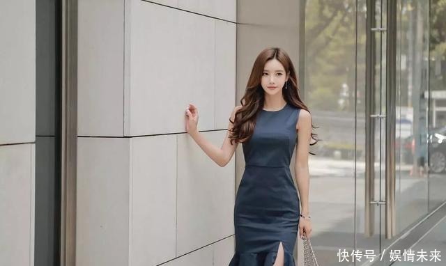 长裙■韩国模特孙允珠修身连衣长裙装扮,优雅知性网拍