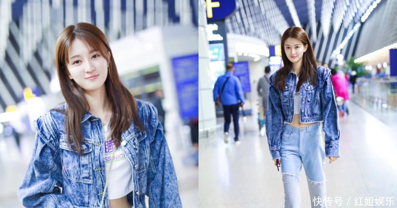 乔欣穿牛仔外套露蛮腰, 利落长发很淑女, 网友: 大长腿很迷人!