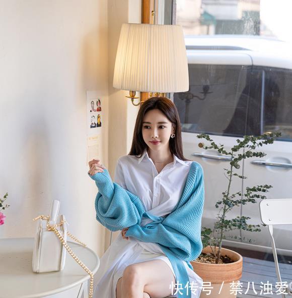  美丽@孙允珠白色衬衣裙，美丽时尚显小清新