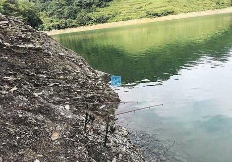 高山饮用水发源地，在原始森林水库野钓，钓获一条10斤野生白鲢鱼