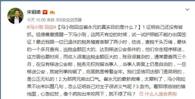 宋祖德发文提醒冯导:有空的时候,试试护照能不