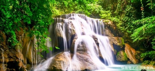 泰国7层瀑布，九寨沟一样美的泳池瀑布
