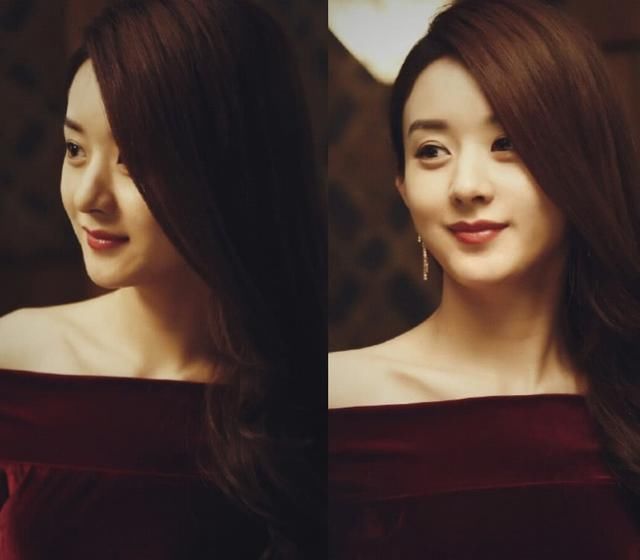 赵丽颖一袭红裙撞衫王丽坤，两大纯天然女神，却一个尴尬一个妩媚