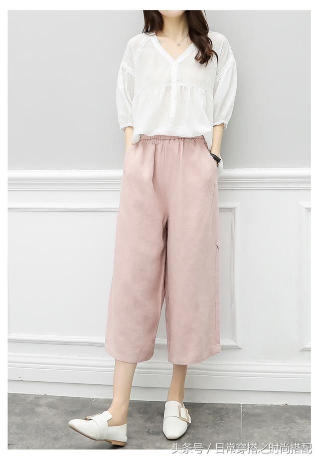 土豆身材，就该这样穿！时髦又遮肉的阔腿裤套装，三伏天穿美惨了