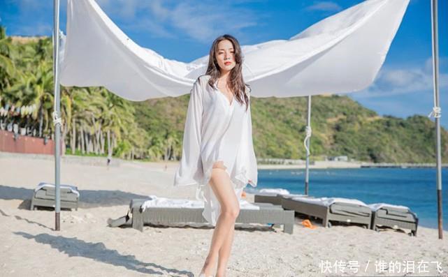 女模特和富二代男友旅游,在海南直接包下一片沙滩,网友酸了一片
