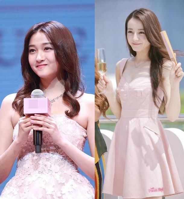 迪丽热巴和关晓彤同穿粉色连衣裙，风格却截然不同，谁更胜一筹？