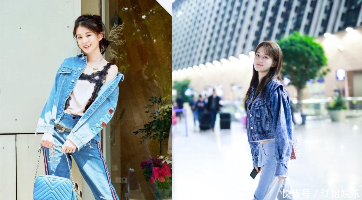 乔欣穿牛仔外套露蛮腰, 利落长发很淑女, 网友: 大长腿很迷人!