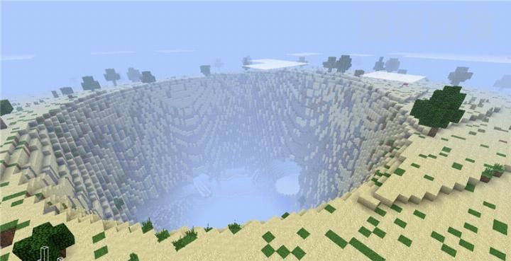 我的世界: 直通基岩的天坑峡谷? 7年老MC头回见到这样富的种子