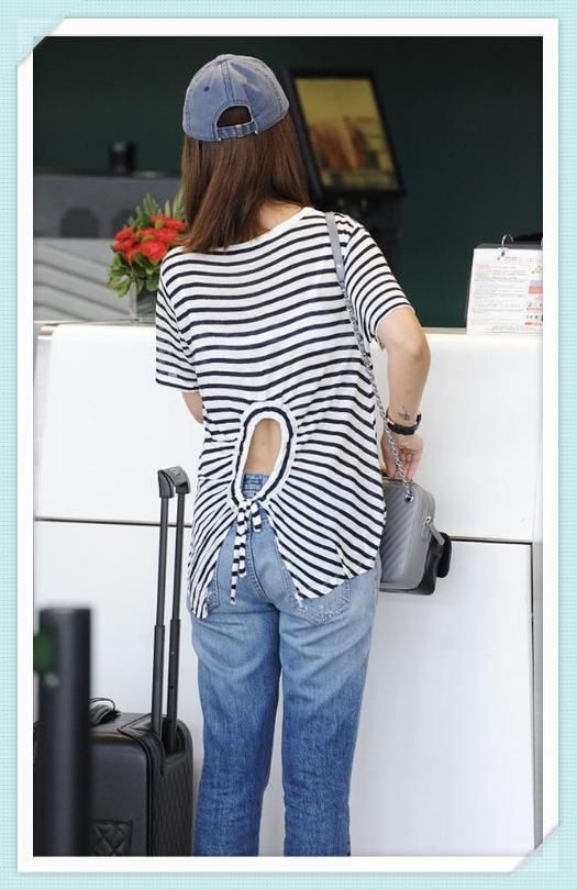 林心如简直了！T恤在屁股上面开个洞，网友：这时尚太难懂！