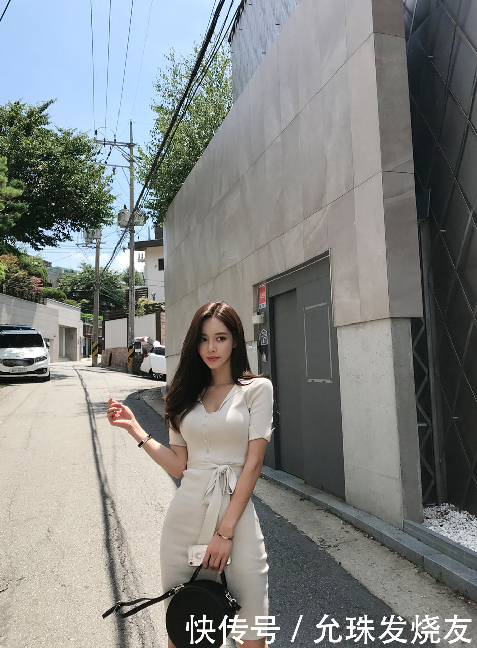 美腿物语:孙允珠简约古茶撞奶休闲衣裙