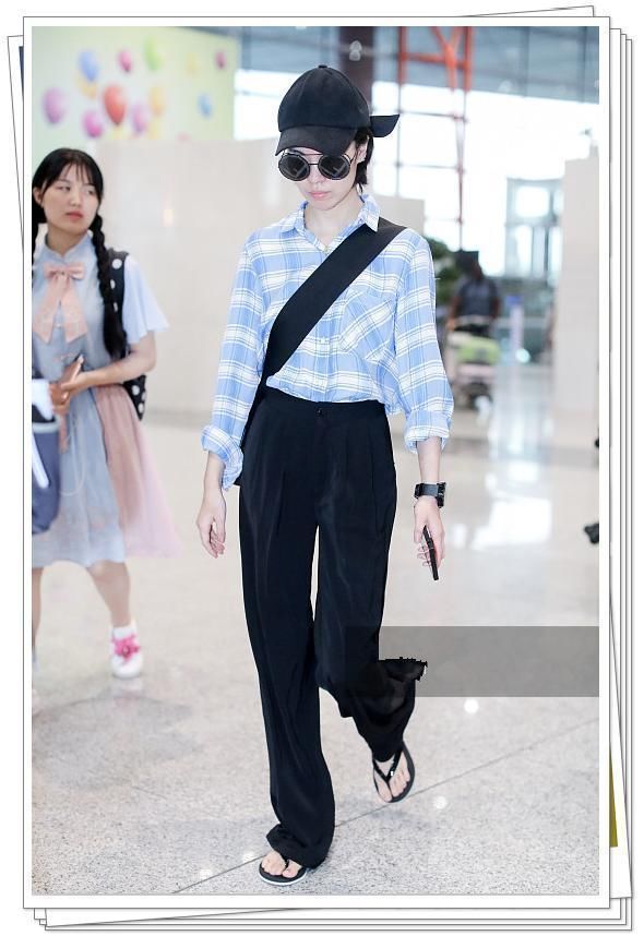 郁可唯放飞自我!穿阔腿裤配人字拖，网友:这腿真不像168的身高