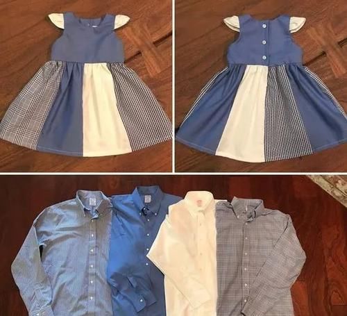  孩子@旧衣服除了捐和丢，还能这样做，改造成孩子衣服，比新的还漂亮