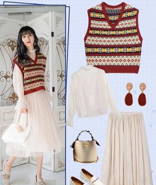  学院：春季针织马甲叠穿法，文艺复古精致又洋气，打造出超减龄的学院风