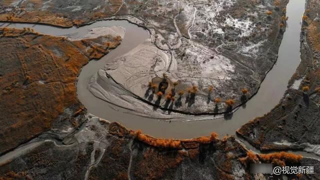 大山 沙漠 湖泊 金胡杨是大自然最完美的构图