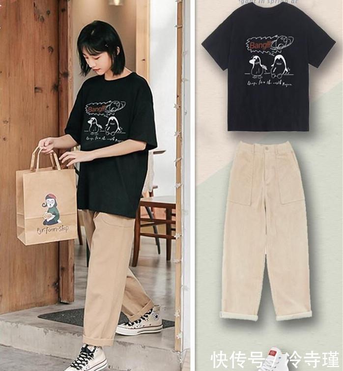 『T恤』好穿又简约的学生党穿搭,清新减龄有活力,打造可盐可甜青春少女