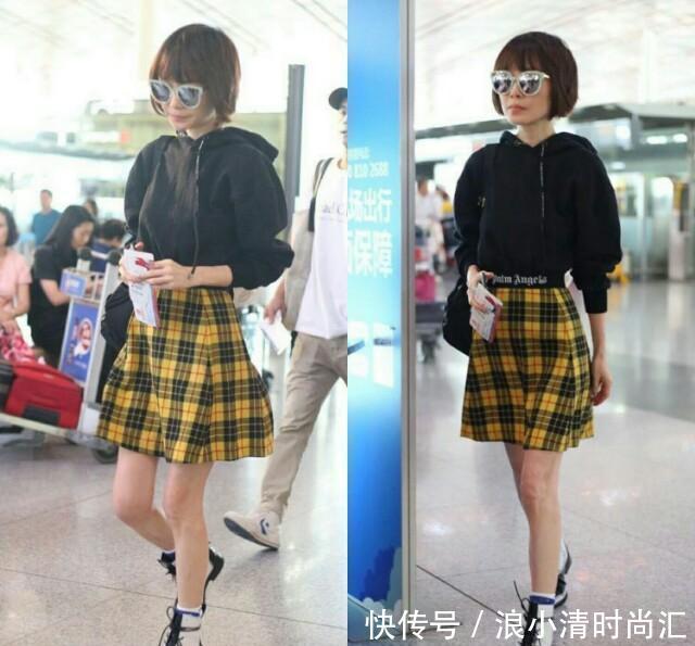 鲁豫机场终于穿对，条纹衫配阔腿裤太有高级感，真的快50岁了？