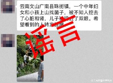 大人孩子上山采蘑菇，被挖肾挖眼？这条谣言又来兴风作浪了！