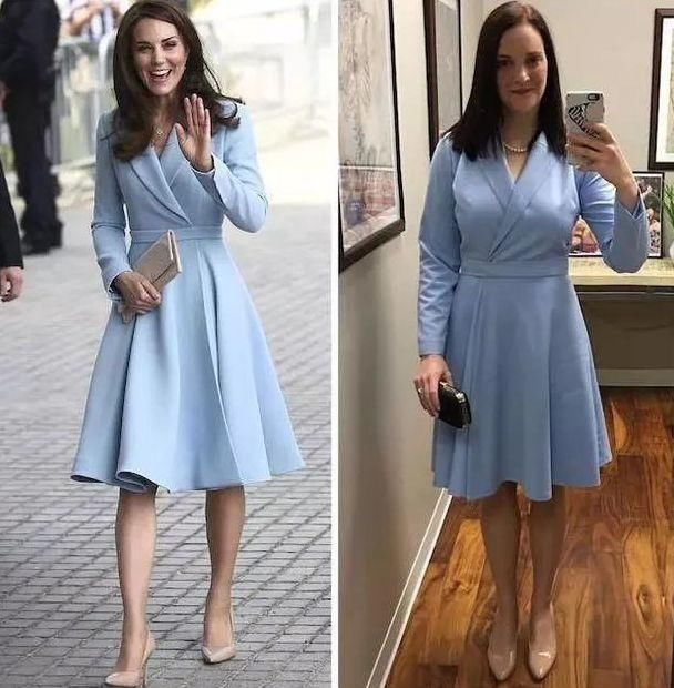 普通女性模仿凯特王妃穿衣，差距好显着，网友王室王妃不好当