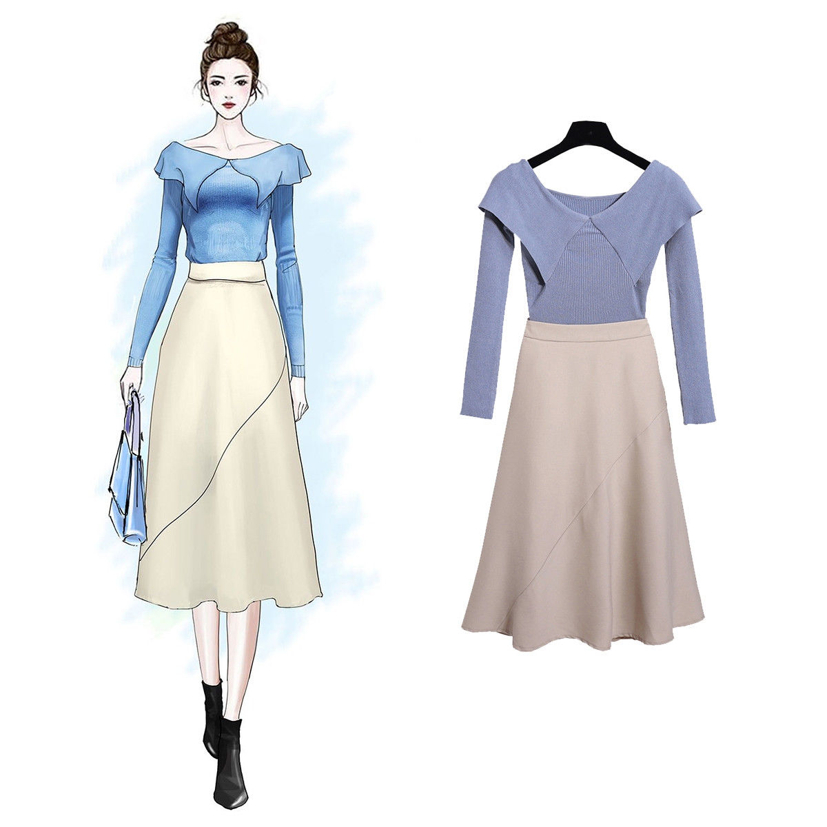 终于入秋转季了，老婆把连衣裙全扔了，换上这秋套装，美嫩又洋气