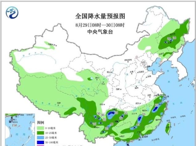  [天气]8月底前全国天气:强降雨集中在两个区域，北方广大地区秋