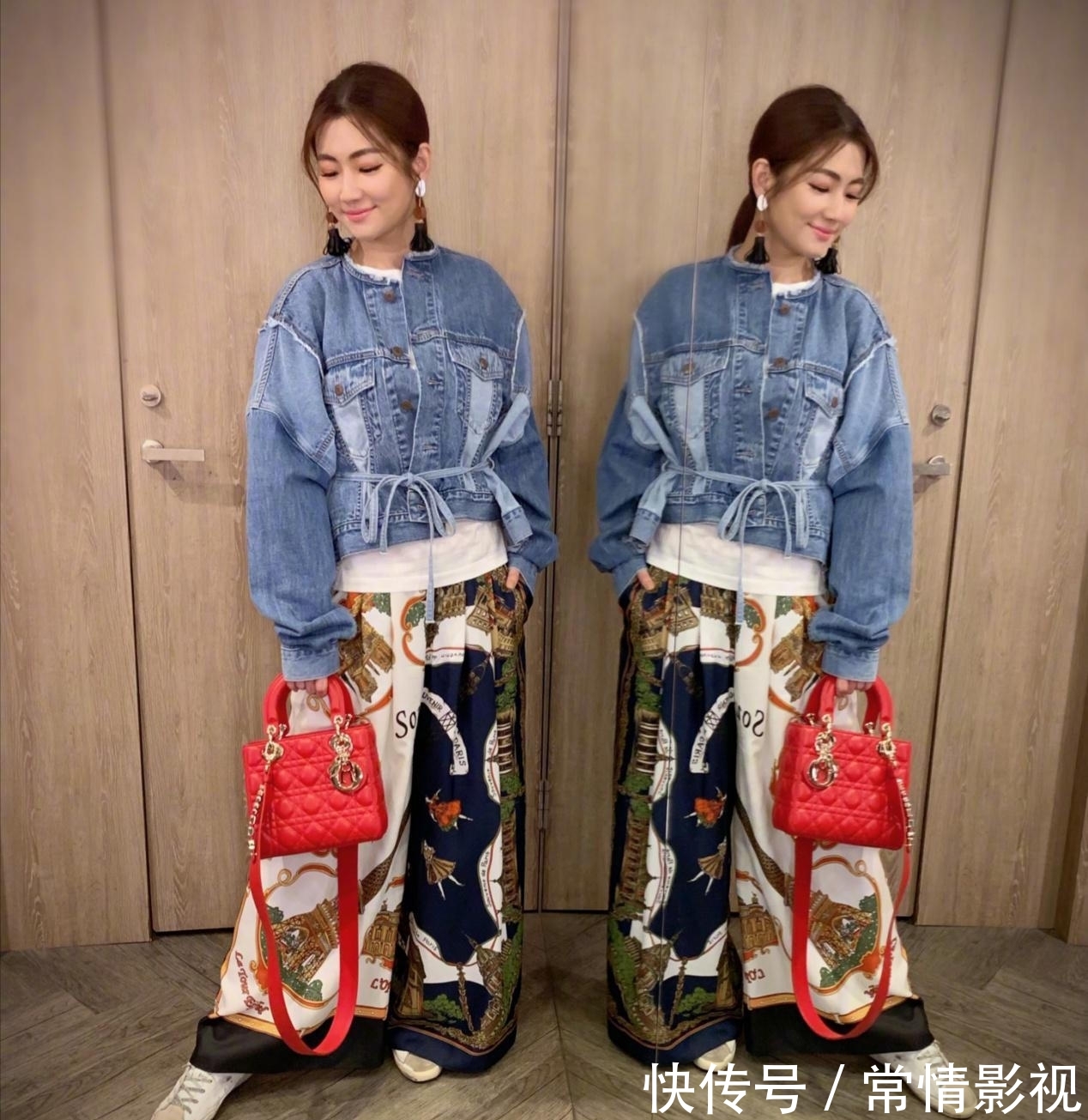  「也能够」离婚后的Selina更美了！牛仔外套搭配碎花裙，圆脸也有女神范儿