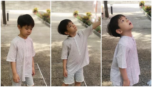 时尚不分年纪！5岁嗯哼牵妈出镜，穿睡衣风衬衫还单手插兜扮酷