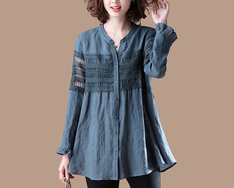 9月闷热穿毛衣太早，没有棉麻装透气!初秋流行棉麻小衫，真舒适