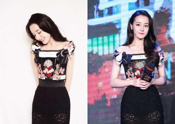 印出“三角区”，迪丽热巴穿镂空裙