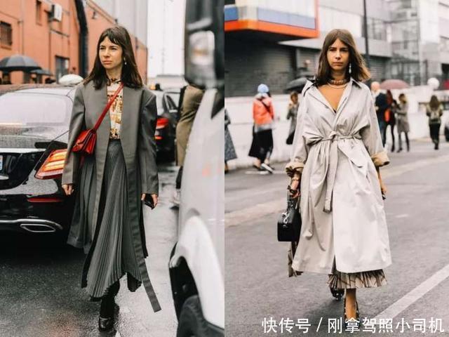 『没想到』风衣里面加裙的5种开春穿搭,没想到这么好看