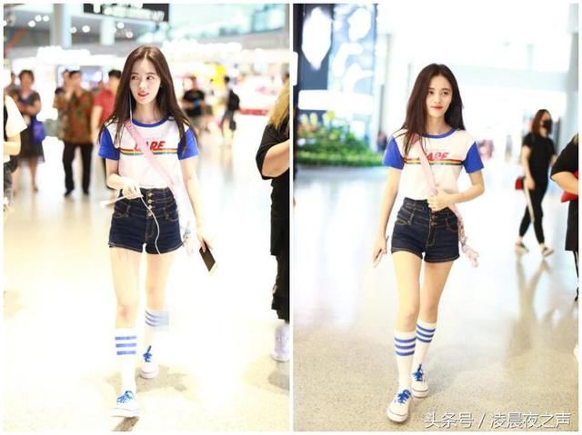 鞠婧祎穿4颗扣的收腰牛仔裤亮相，76斤还嫌腰粗，网友：羡慕嫉妒