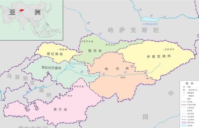 新疆以西的中亚五国高清地图