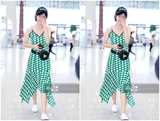 34岁张俪格纹吊带连衣裙，颜值气场双在线，网友：说20岁我都信