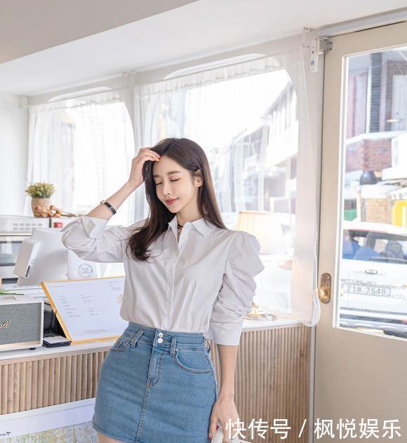 美腿:孙允珠韩式牛仔衬裙,清新可爱显美腿