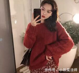 『毛衣』春季,毛衣+裙子的组合,时尚又好看