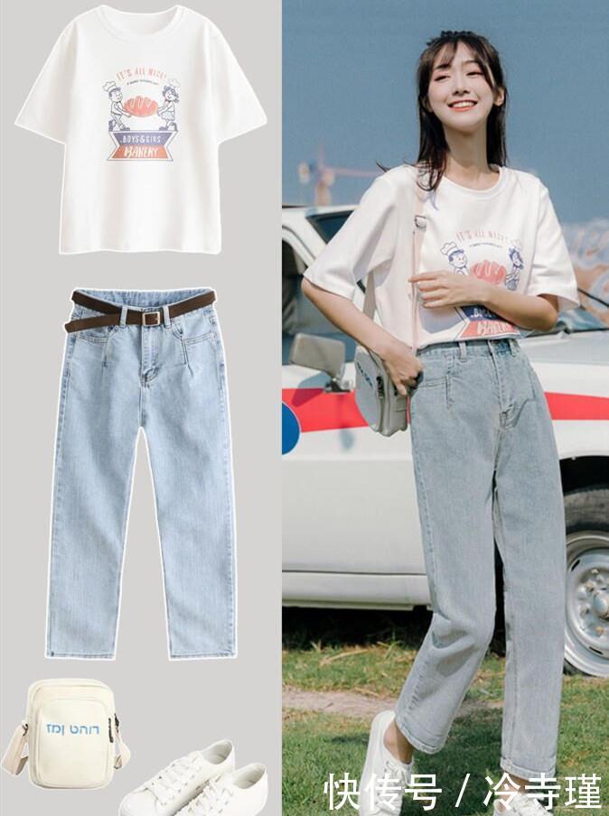 『T恤』好穿又简约的学生党穿搭,清新减龄有活力,打造可盐可甜青春少女