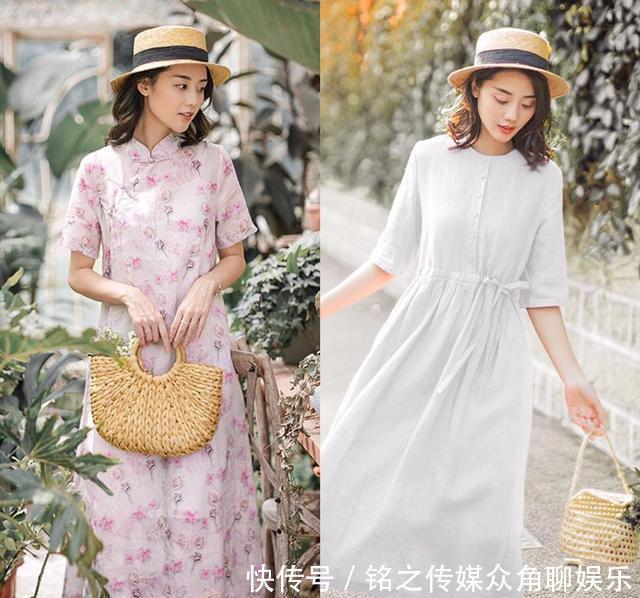 『古典美』不出意外!一条棉麻连衣裙纯净美好,春天穿上舒适又自然